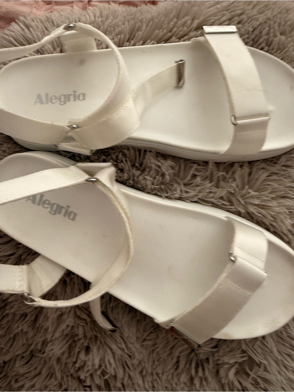 Alegria White Platform Sandals with Ankle Strap